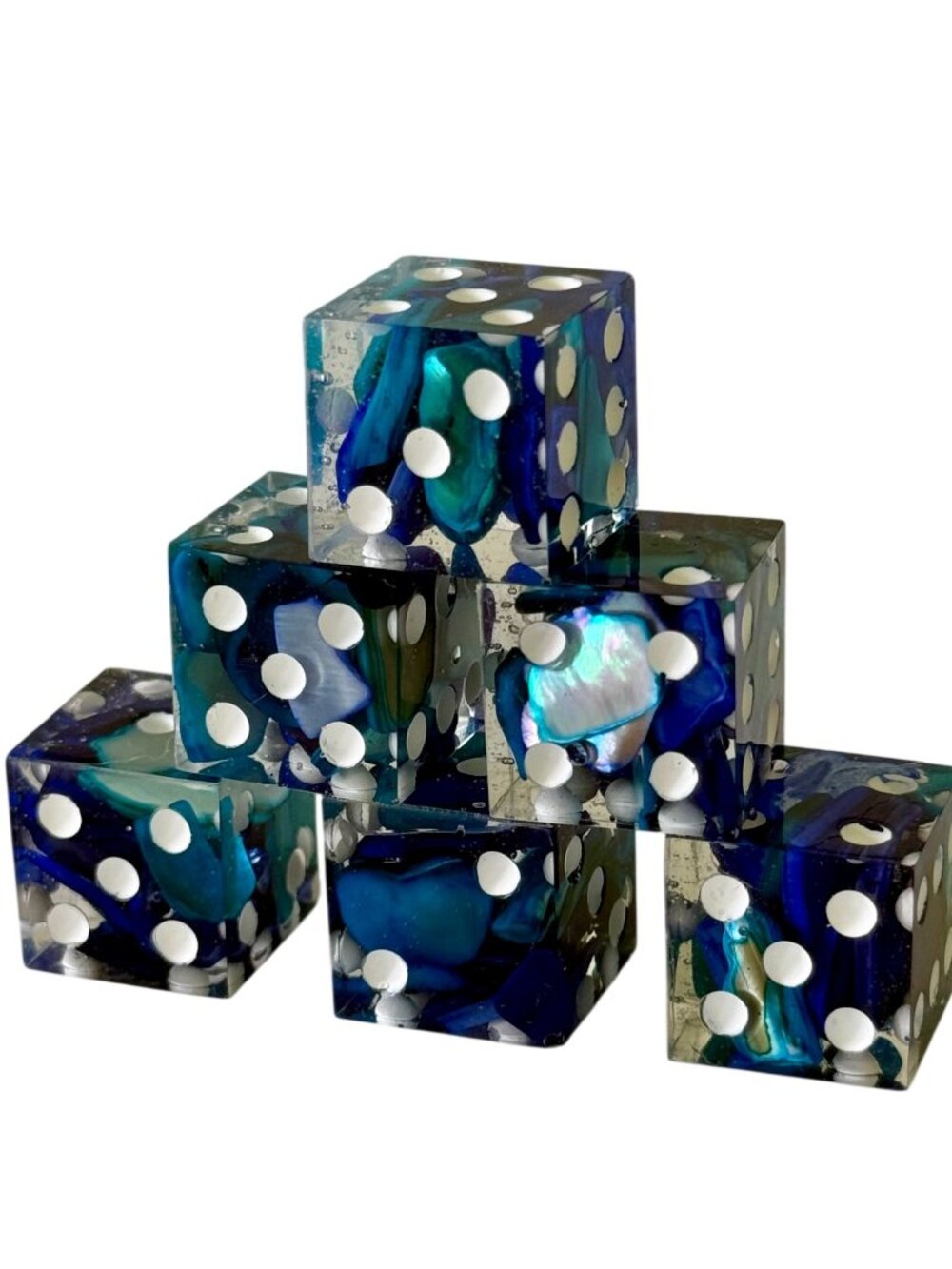 Resin Dice Set 6pcs - Beach Pebbles - Handmade Replacement Dice Games Casino